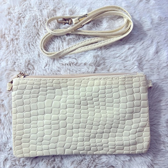 Crocodile White Coin Purse Wallet Clutch zipper Closure Womens Fashion - Picture 3 of 8